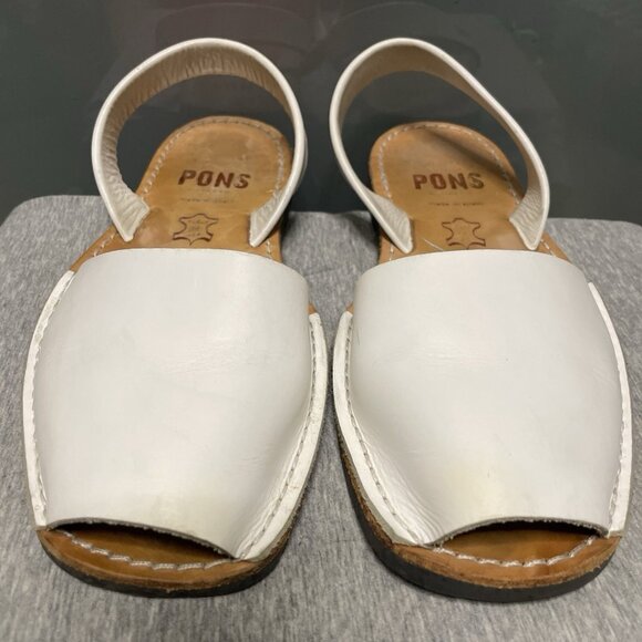 PONS Avarca Menorca Spain 510 Classic Style White Sandals Women Size 10US 40EU - Picture 1 of 4